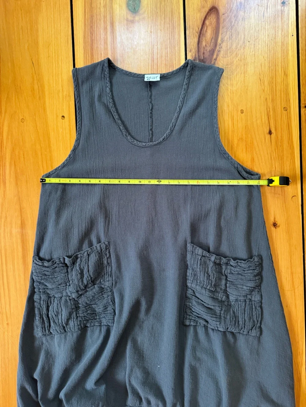 Oh My Gauze! 100% Cotton Bubble Hem Tunic Dress OS Taupe Lagenlook